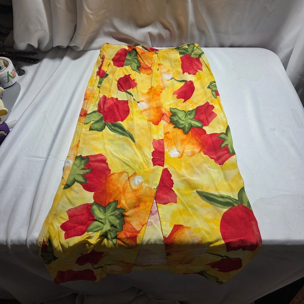 Vintage Pine Cove Yellow Floral Tulip Print Maxi Skirt Size 10 Style 2588-34 - Picture 4 of 7